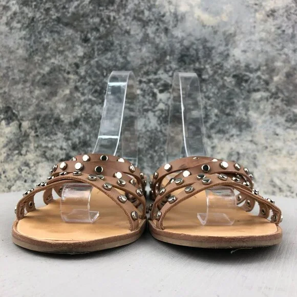 Dolce Vita Women's Size 9** Pinta Cafe Brown Studded Strappy Flats Sandals - Picture 2 of 11